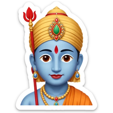 Lord Krishna tilak mark, simple emoji style, bright colors, minimal face details, focus on tilak sticker
