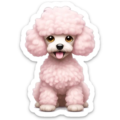 pale pink fluffy poodle  sticker