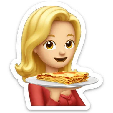 Une jolie blonde qui manges de la lasagne sticker