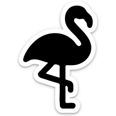 flamingo, solid icon style, black silhouette sticker