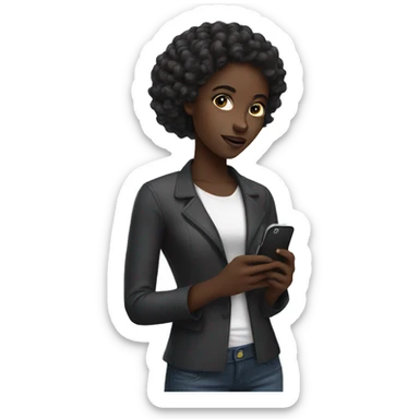 Pretty darkskin girl with a phone in her hand  sticker