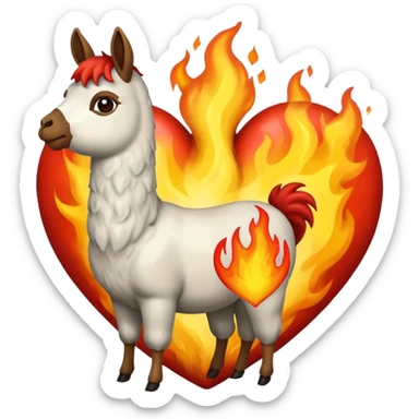 Corazón realista con llamas de fuego sticker
