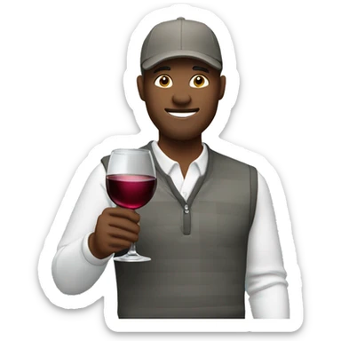 Golfer holding a glass of wine sticker