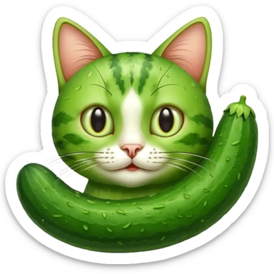 Cucumber cat put together  sticker