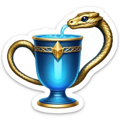 Triwizard Cup from Harry Potter with detailed snake-shaped handles, glowing blue sticker