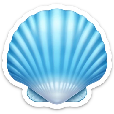 Light blue seashell emoji, pearl texture, soft gradient, smooth curves, glossy finish sticker