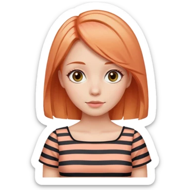 Peach color hair and hazel eyes lady horizontal stripe dress sticker