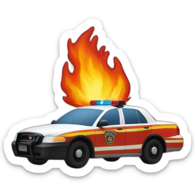 on fire police car sticker