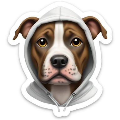 Staffie wearing a hoodie sticker