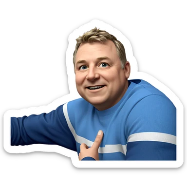 smiling boy in blue shirt sticker