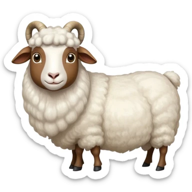 Portrait collage of domestic hooved animals: A calm goat with soft fur, a fluffy sheep with large eyes, and a noble horse with a shiny coat. Soft green meadow and distant hills in the background. Transparent background. sticker