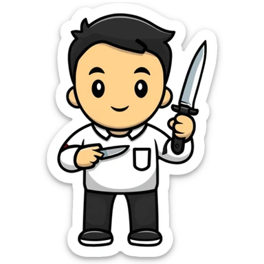 man holding a knife sticker
