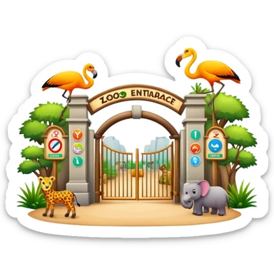 zoo entrance with animals sticker