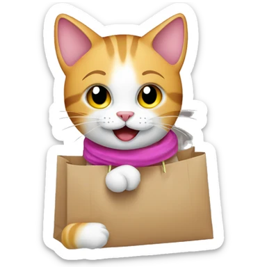 happy gay cat on a shopping spree sticker