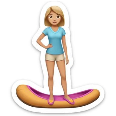 woman model standing on foot with cushion slippers sticker