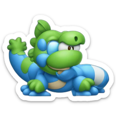 Writting Blue Yoshi sticker