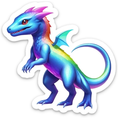 Rainbow crystalic Shiny pastel Salandit-Aurorus-Noibat-Fakémon-hybrid-creature (full body)  sticker