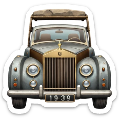 Antique looking rolls Royce rock climbing car  sticker