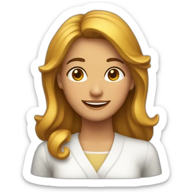 mujer blanca con una coleta lata muy sonriente sticker