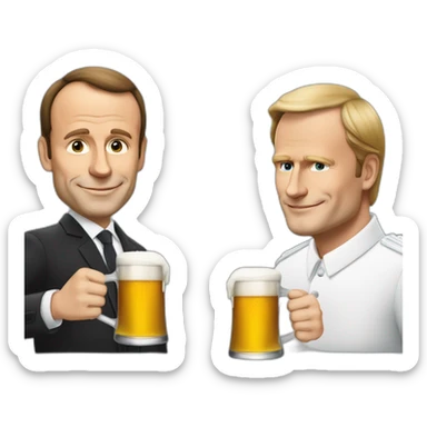 Macron qui boit une bière avec Vladimir Poutine sticker
