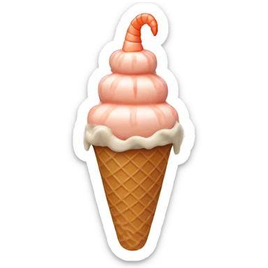 ice cream cone with shrimp on top sticker