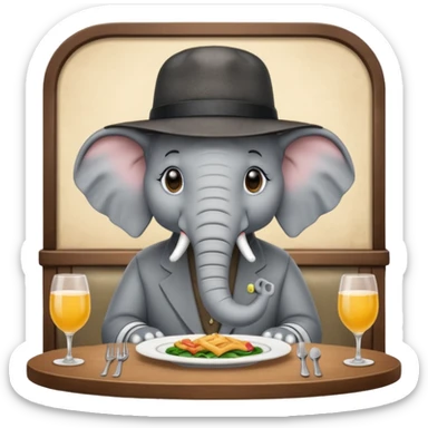 elephant at a restaurant table sticker