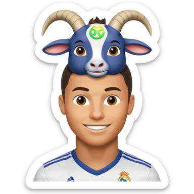 I want Ronaldo in Madrid and something over his head saying GOAT sticker
