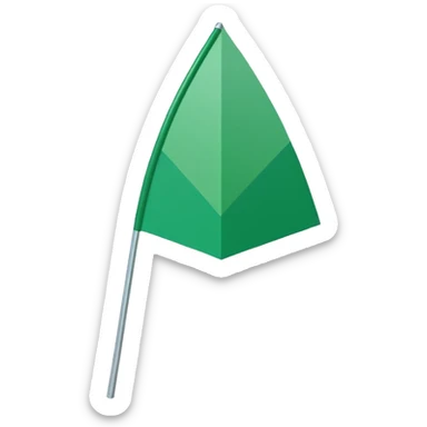Emoji-style triangular flag, bright green, flat design, no folds or shading, simple and clean, minimalistic, centered on plain white or transparent background, high resolution sticker
