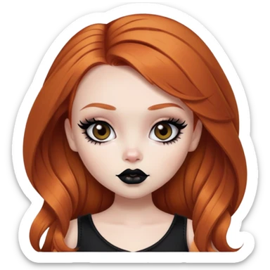 pretty bratz girl, ginger hair, dark brown eyes, black eyeliner, pale skin, alternative style, goth sticker