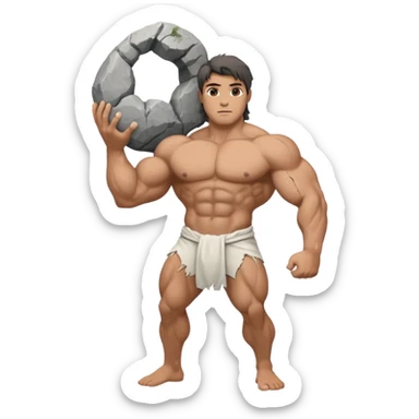 Atlas the greek god with a boulder and clothes sticker