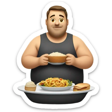 full body fat man eating a warm  sticker