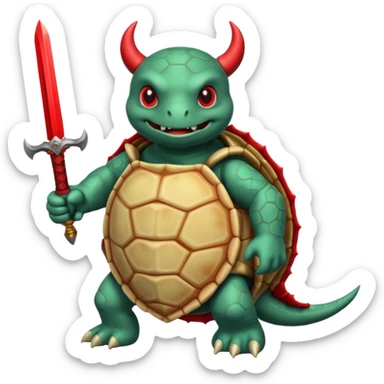 A devil in a turtle carapace add devil sword sticker