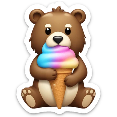 An bear eating ice cream sticker