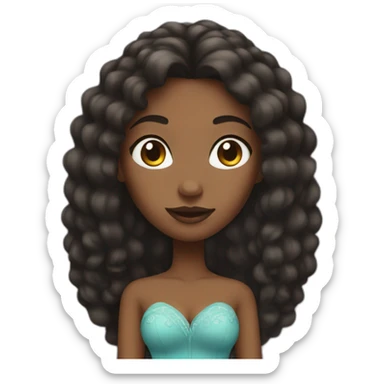 Black women with long hair princess sticker
