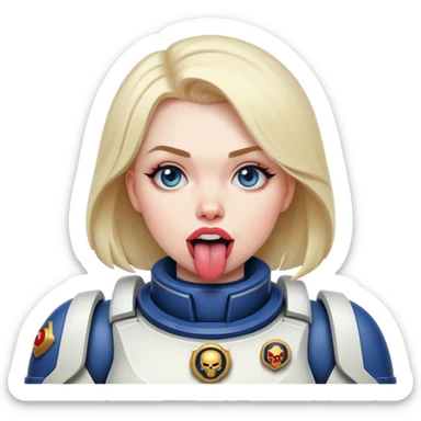 woman space marine wit tongue out and curious face sticker