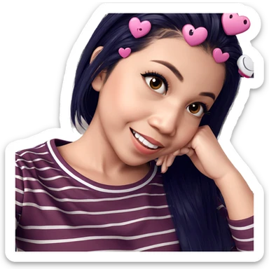 smiling girl in striped shirt sticker