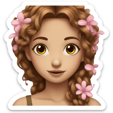 Beautiful fairy brown hair flowers sticker