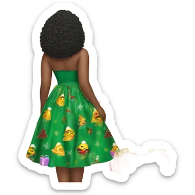 curvy beauty skirt back view Christmas tree sticker