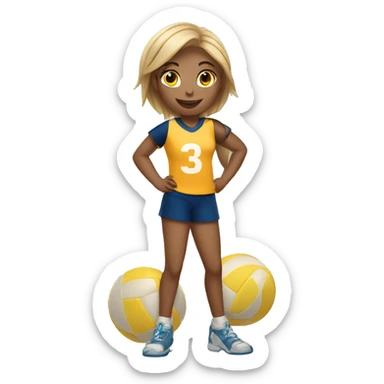 A girl playing volleyball with a number three in his t shirt  sticker