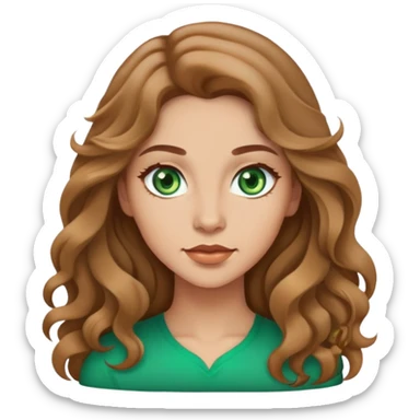 Woman green eyes light brown and wavy long sticker