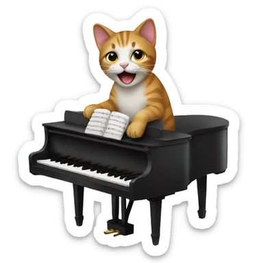 Cat playing piano  sticker