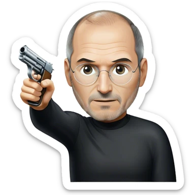 Steve Jobs pointing a gun sticker