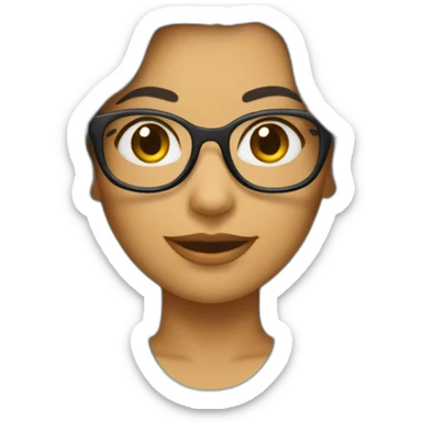 Mulher morena, cabelo medio ondulado, de óculos de grau sticker