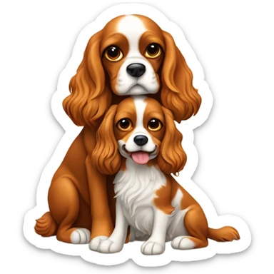 Lovers and cavalier dog sticker
