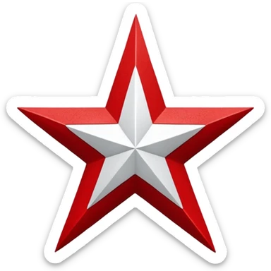 A white dhari (dancers headdress) and a white five pointed star on a black and red background sticker