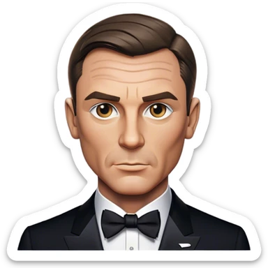 Cinematic Realistic James Bond Pop Culture Emoji, depicted with suave sophistication and dynamic action rendered with crisp details and cinematic lighting that capture his legendary cool. sticker