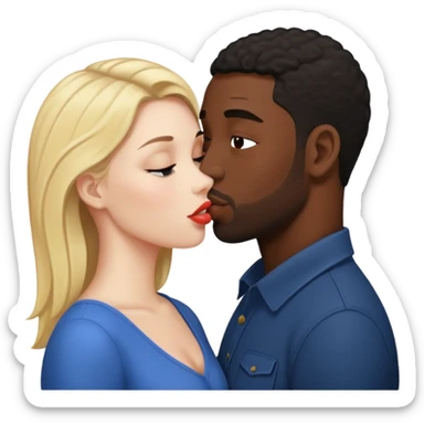 Femme blanche et homme noir qui s’embrasse sticker