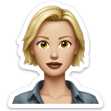 ultra realistic charlize theron wearing shirt sticker