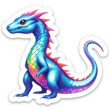 Rainbow crystalic Shiny pastel Salandit-Aurorus-Salazzle-Dragonair-Fakémon-hybrid-creature (full body)  sticker