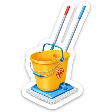 A Vileda bucket and floor mop for cleaning sticker